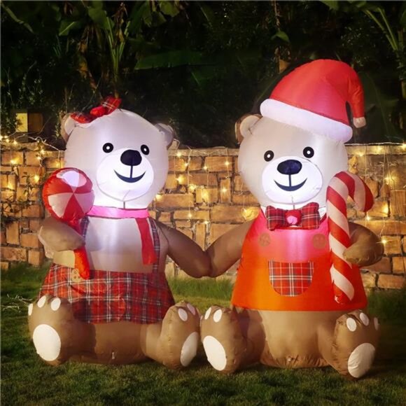 Christmas Inflatable Decoration, 5.5FT Blowup Bear Couple...